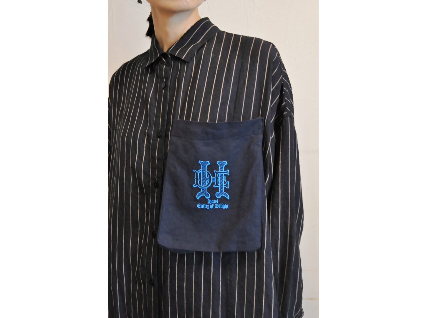 thomas magpie】linen stripe long shirt onepiece /【トーマス