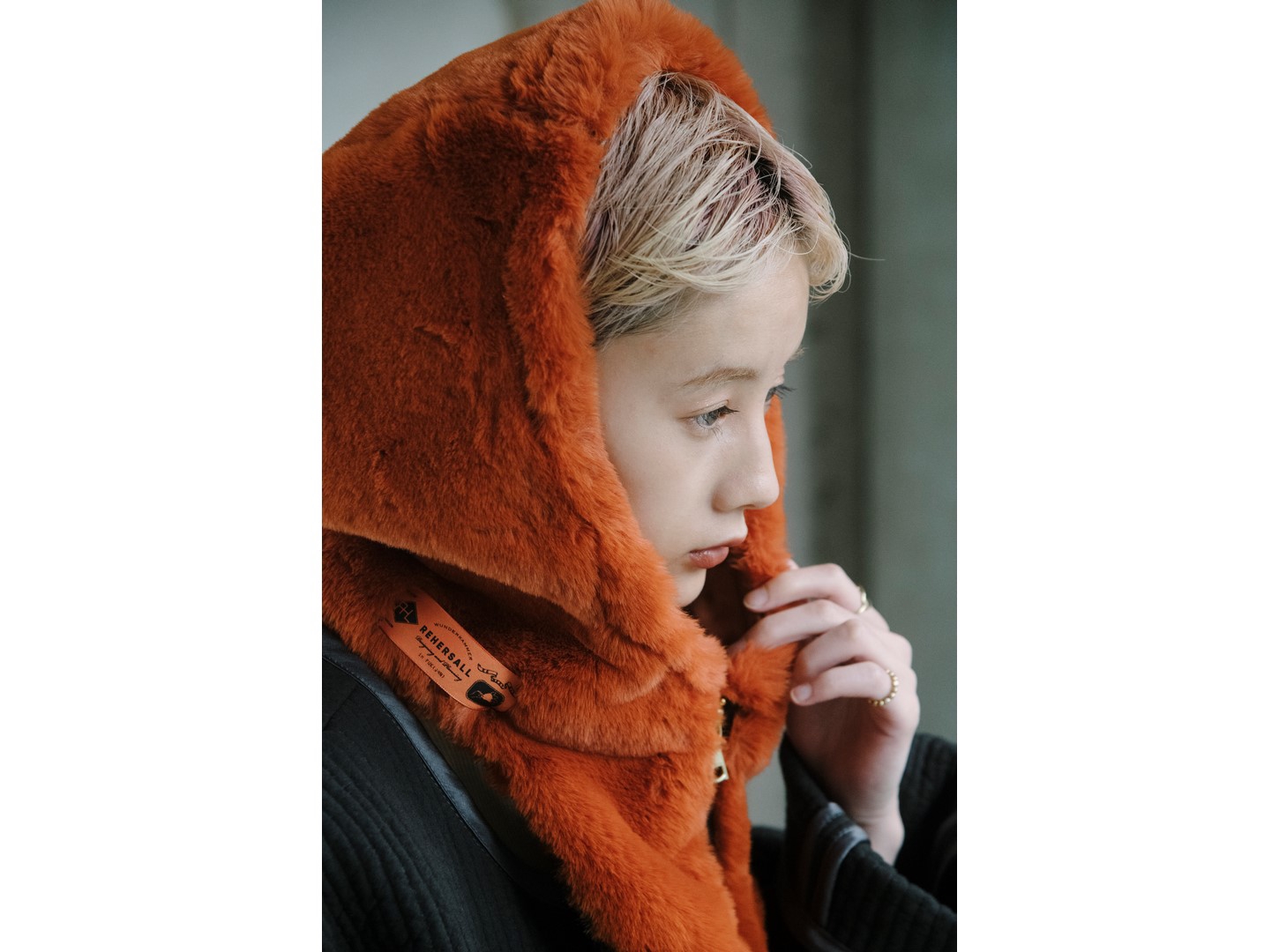 RehersalL】eco fur hooded neck warmer /【リハーズオール】エコ