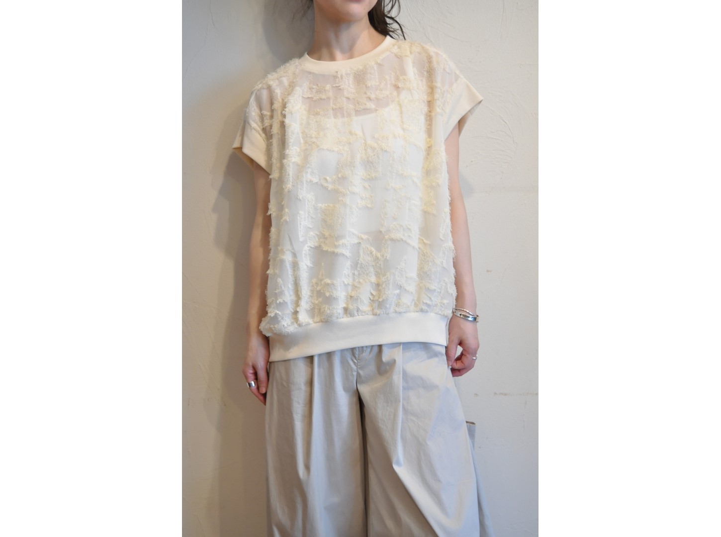 angelina】cut jacquard cap sleeve pullover /【アンジェリーナ