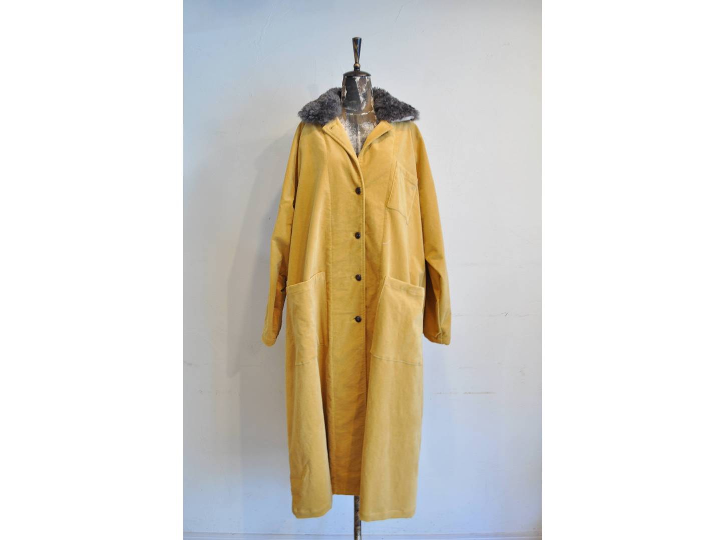 RehersalL】fur collar cotton velour coat /【リハーズオール】ファー ...
