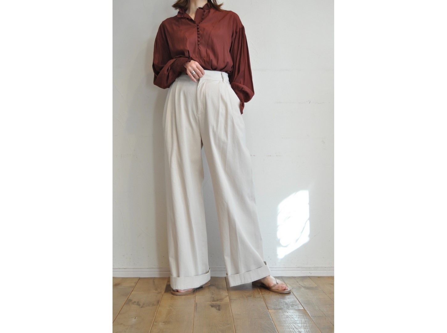 thomas magpie】cotton twil wide pants /【トーマスマグパイ 