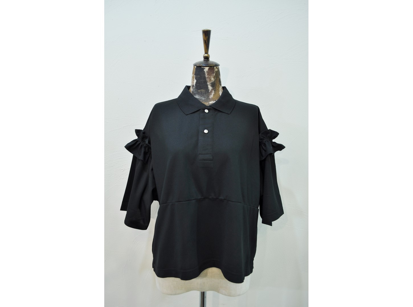 RehersalL】shoulder frill polo shirt /【リハーズオール】ショルダー