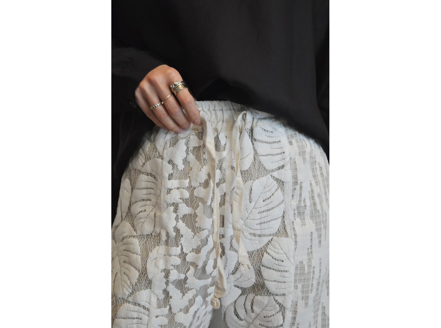 レース装飾パンツ/リハーズオール RehersalL】botanical lace pants /【リハーズオール】ボタニカル