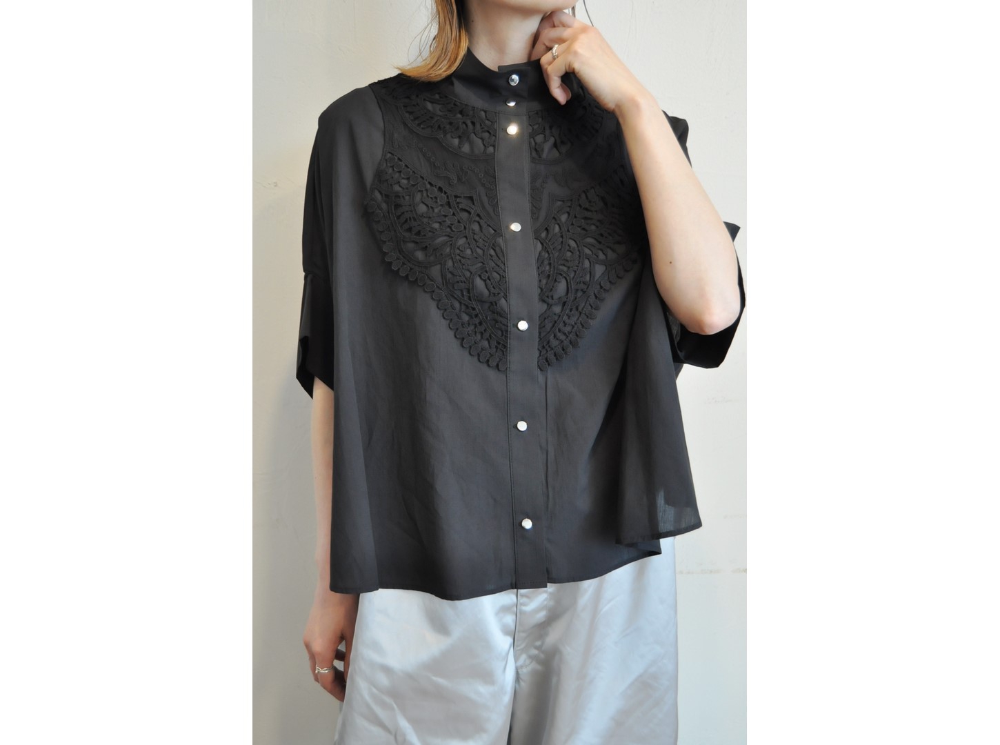 margaux マルゴー drop shoulder lace shirts margaux】drop shoulder lace shirts /【マルゴー】ドロップショルダー