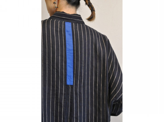 thomas magpie】linen stripe long shirt onepiece /【トーマス 
