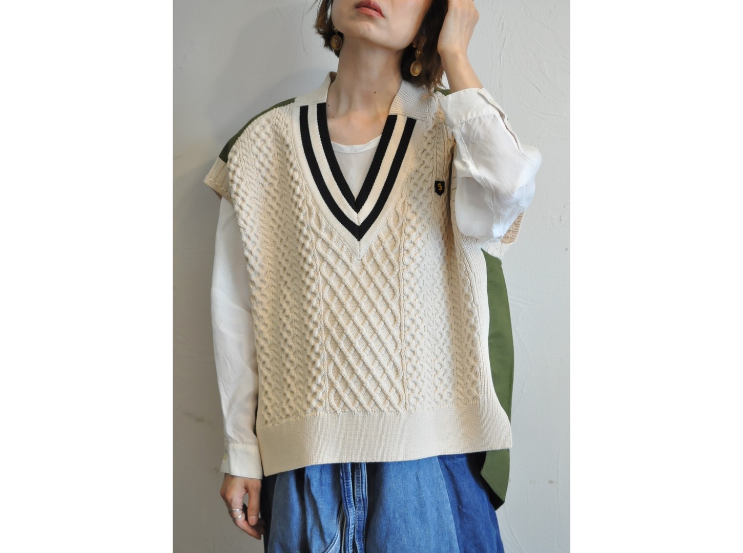 blanc basque】aran knit ARMY vest /【ブランバスク】アランニット