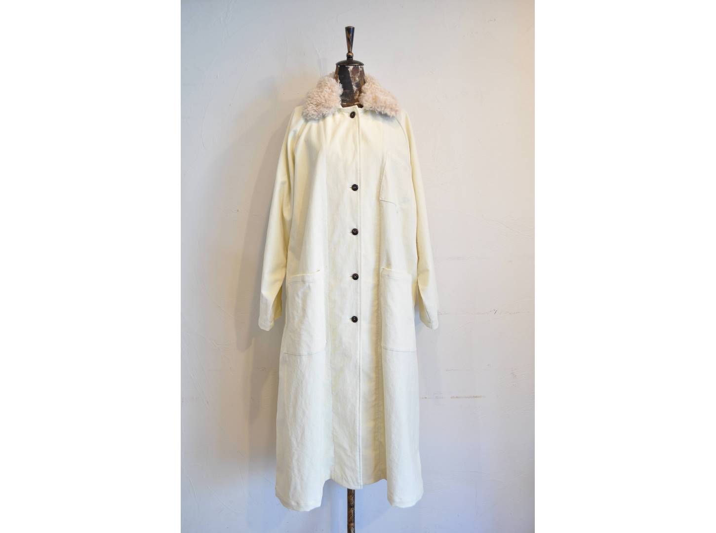 RehersalL】fur collar cotton velour coat /【リハーズオール】ファー ...