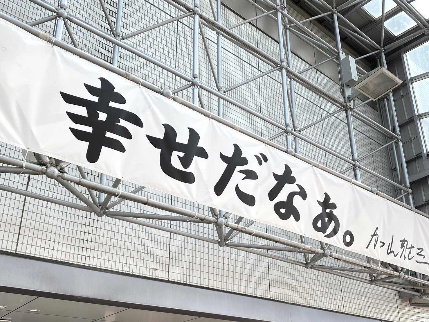 東海岸商店会に加山雄三さん直筆のフラッグを掲げました（9月16日まで