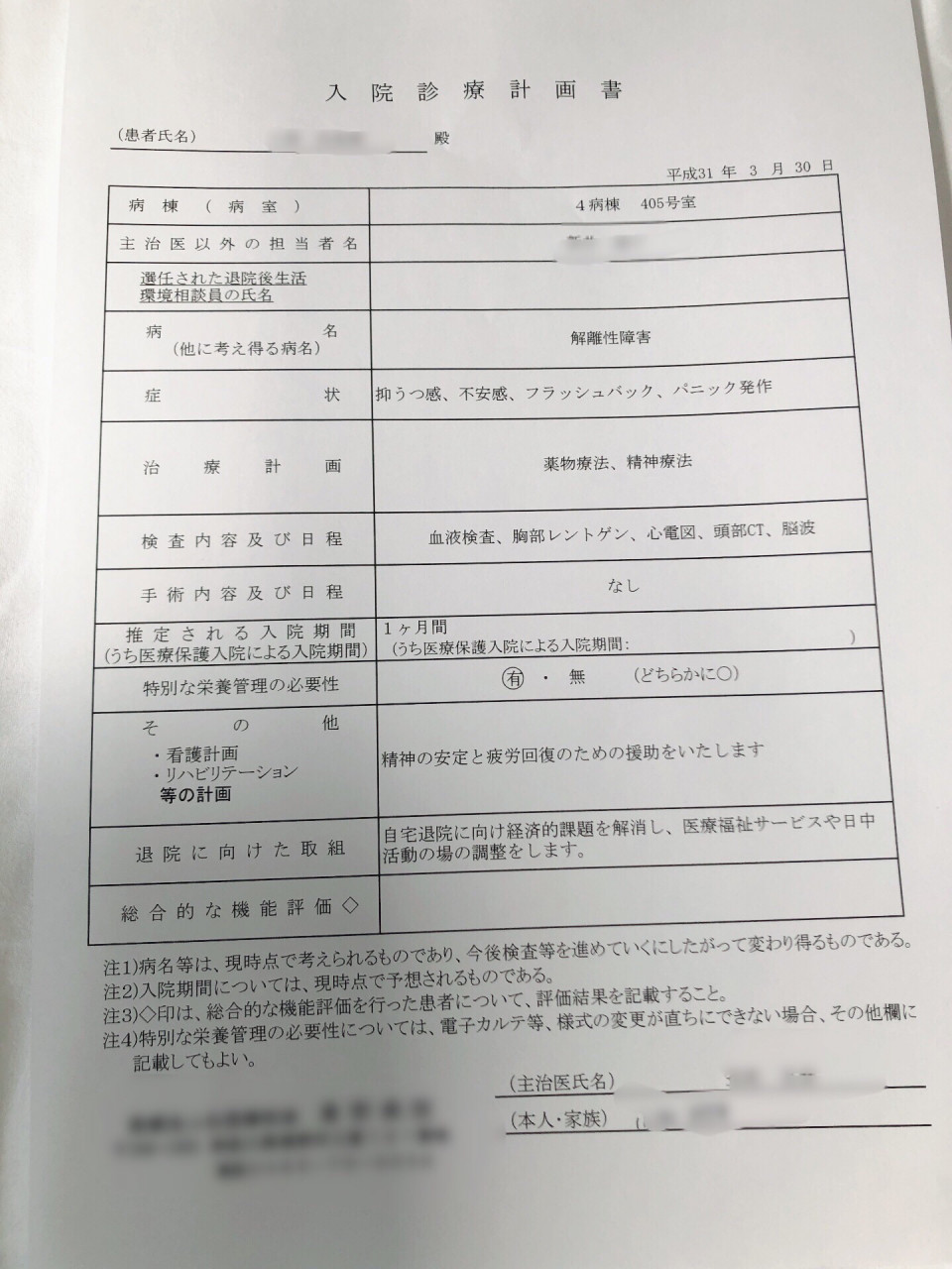 入院しました 空の上へ行くまでの道程