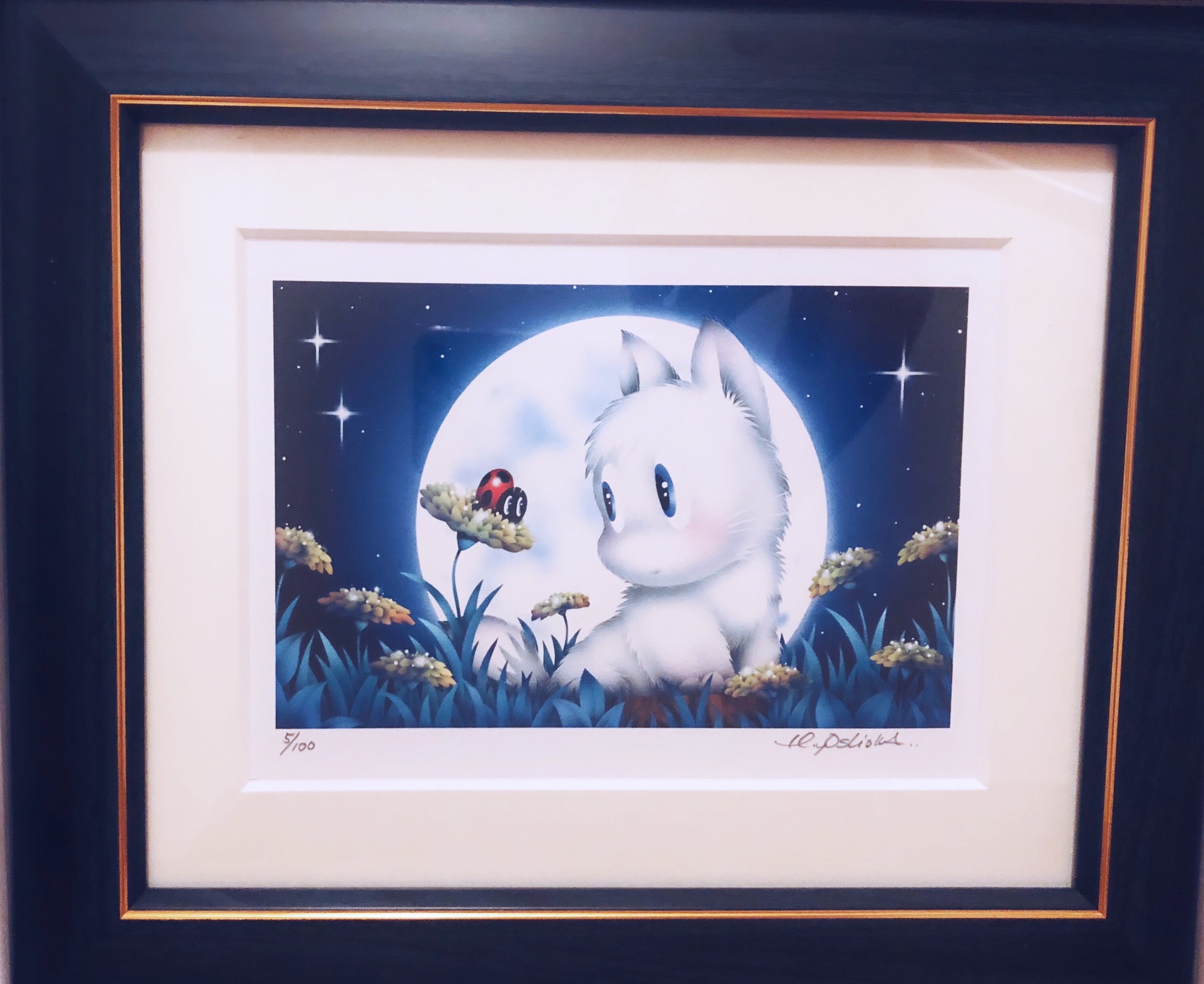 芳岡ひでき 原画 『田舎道と猫』サイン入り エアブラシの魔術師