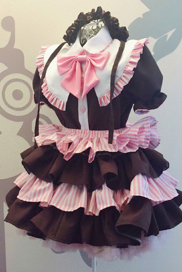 メイド服 ５点セット 和風メイド服 コスプレ衣 装 荷葉フリル スカート 激安コスプレ衣装の通販 販売