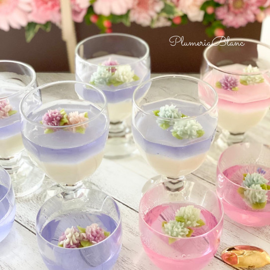 お花絞り口金付き 甘すぎないから毎日食べたくなる紫陽花あんフラワーゼリーレッスン動画 Plumeria Blanc