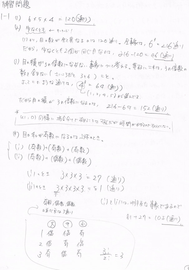 数学a 第１章 場合の数 練習問題 株 たのしい数学模範解答作成社