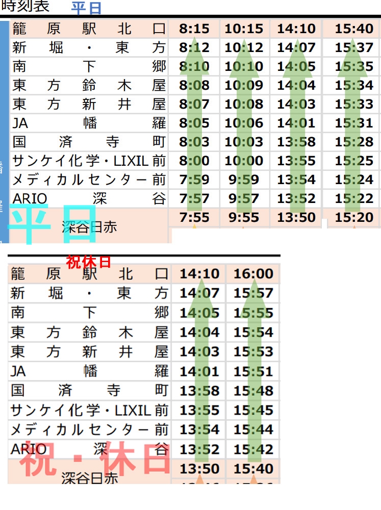 籠原 駅 コレクション 時刻 表 バス