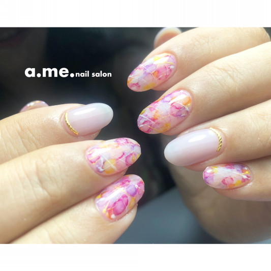 リキッドネイルライナーでたらしこみネイル A Me Nail