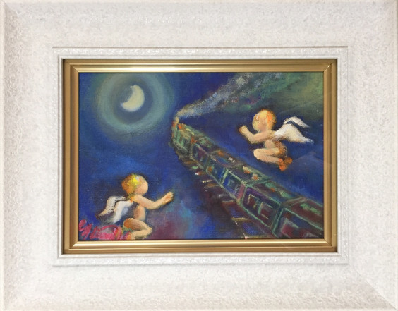 銀河鉄道の夜より サムホール絵画 キャンバス やすっぽ