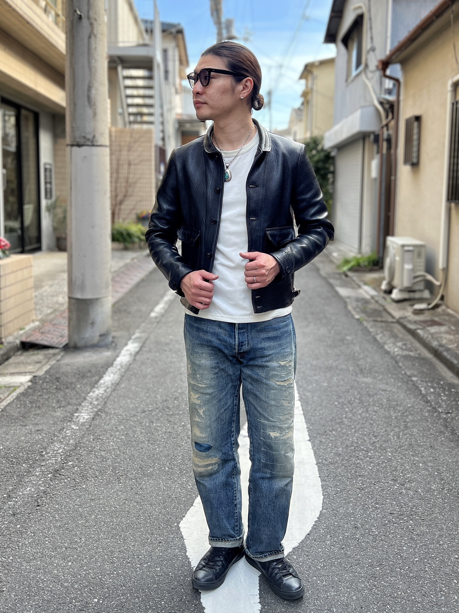 Fine Creek &CO日本製レザージャケットネイビー 38 馬革 革ジャン B2D3D005-3CA0-4DBA-89F1-