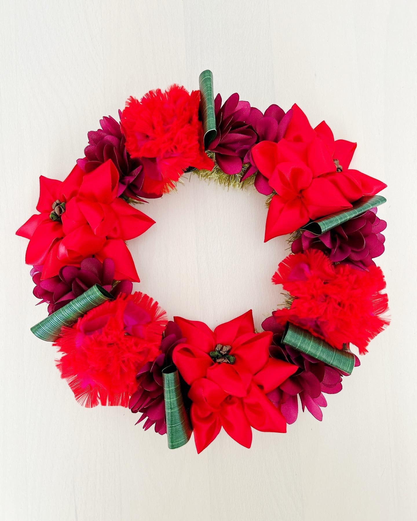 🎄Christmas Red Wreath 🎄 | Aloalo Lulu Hawaiian RibbonLei Studio