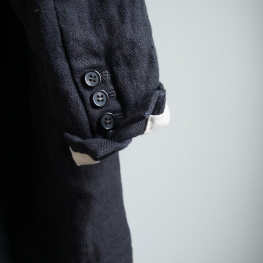 unisex coat jacket／herringbone linen〈black〉 | SALUÉ