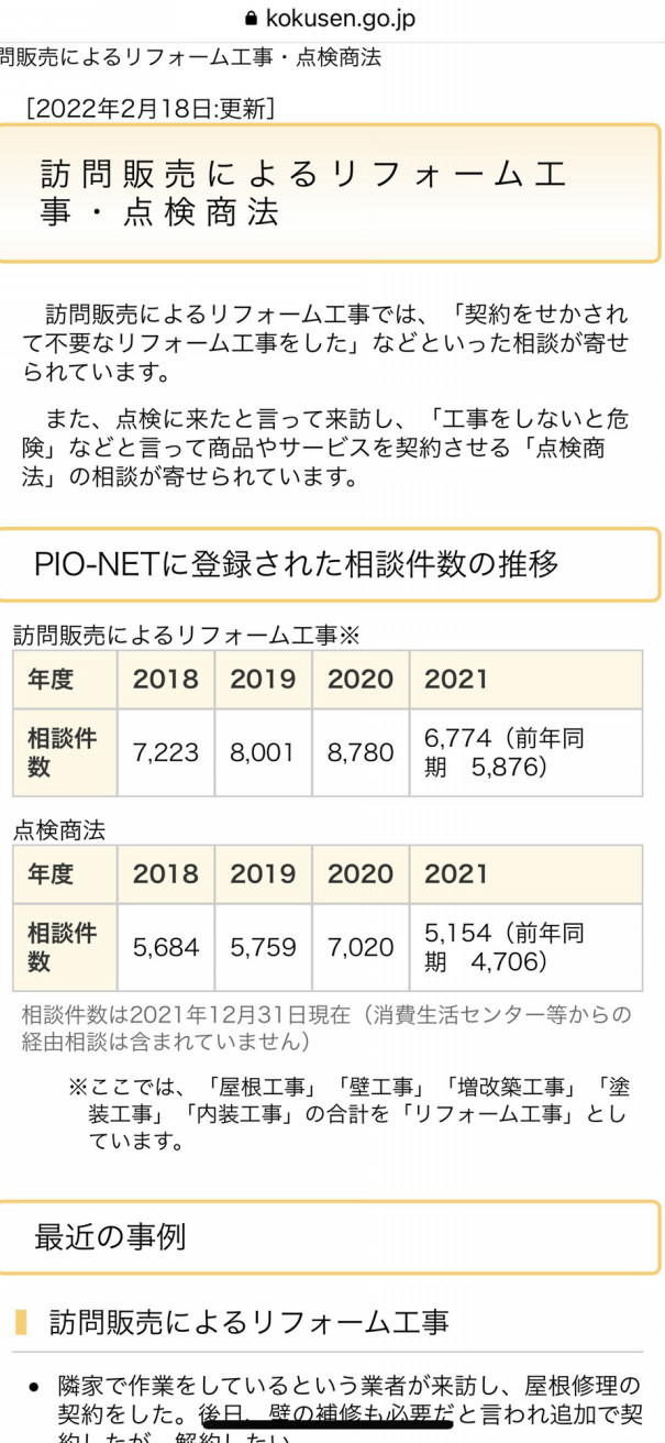 国民消費者センターに寄せられるトラブル件数 羽村市を中心に 西多摩で唯一の４回塗り外壁塗装 屋根塗装を行う職人直営の塗装会社