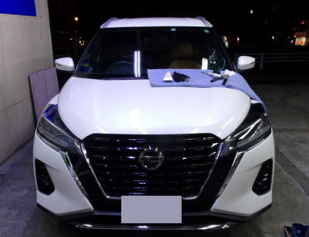 日産（キックス）飛び石によるフロントガラスリペア事例 | 日産車の 