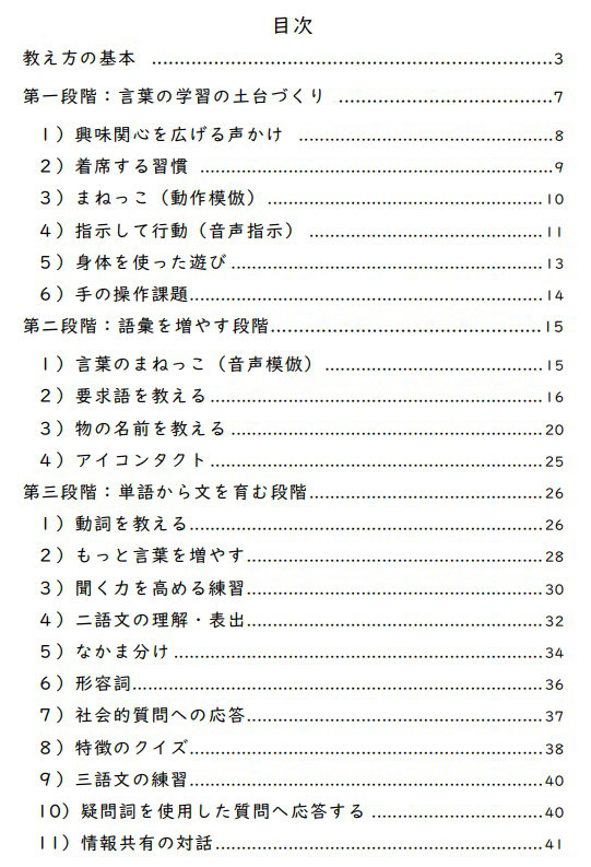 言葉の療育について 言葉療育の参考資料 なるさ 療育学習室
