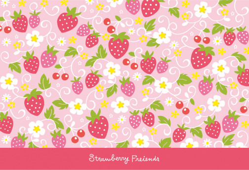 女の子向けお弁当セット Strawberry Friends デザイン イラスト Material Michemon マテリアル ミチェモン タナカミチエ