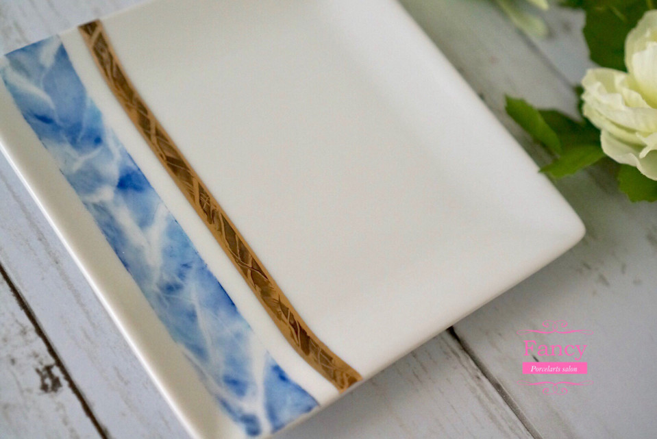 大理石模様のモダンプレート 東京 新宿ポーセラーツサロン Fancy