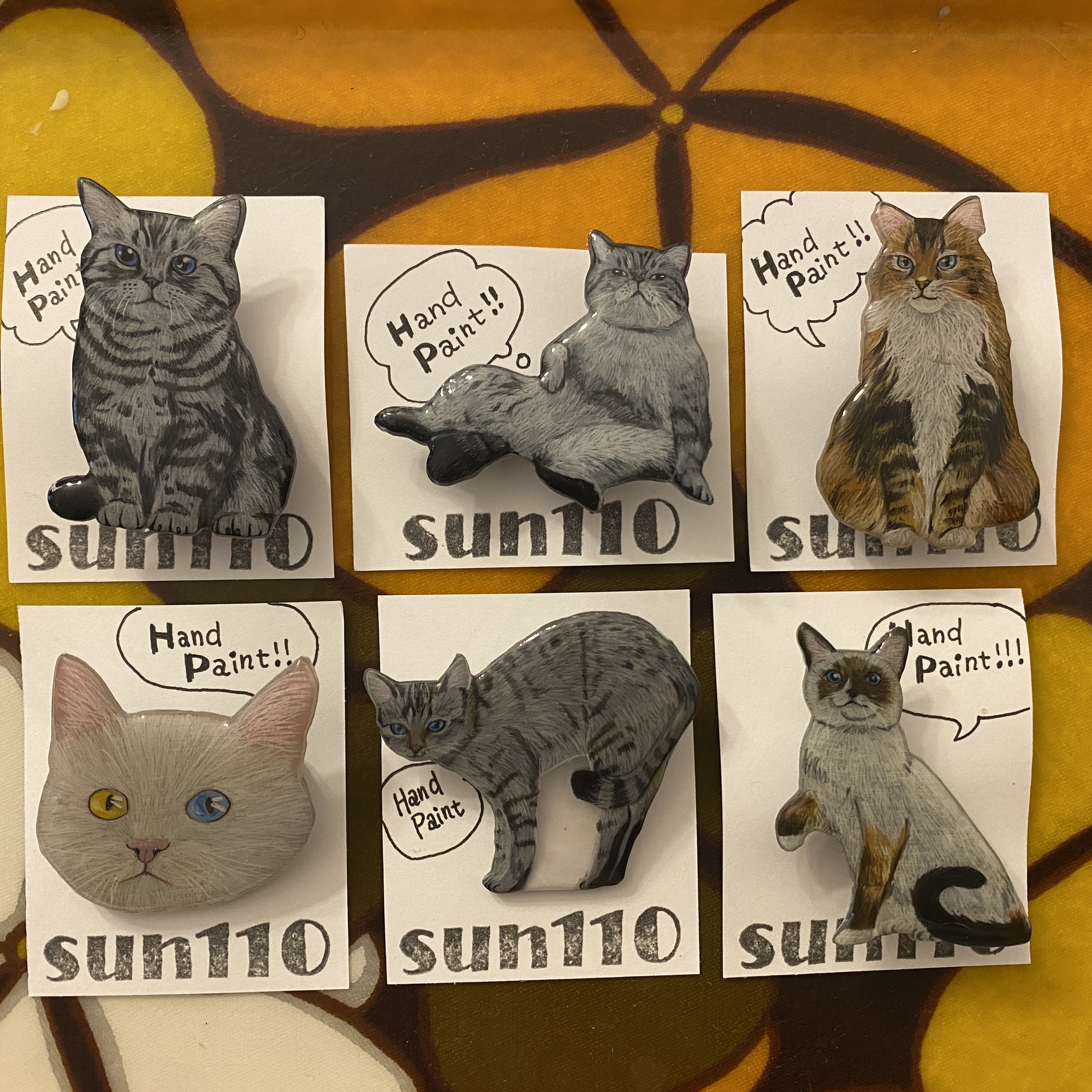 ハンドメイド CAT 猫ブローチ レジン handmade タバサ 福生