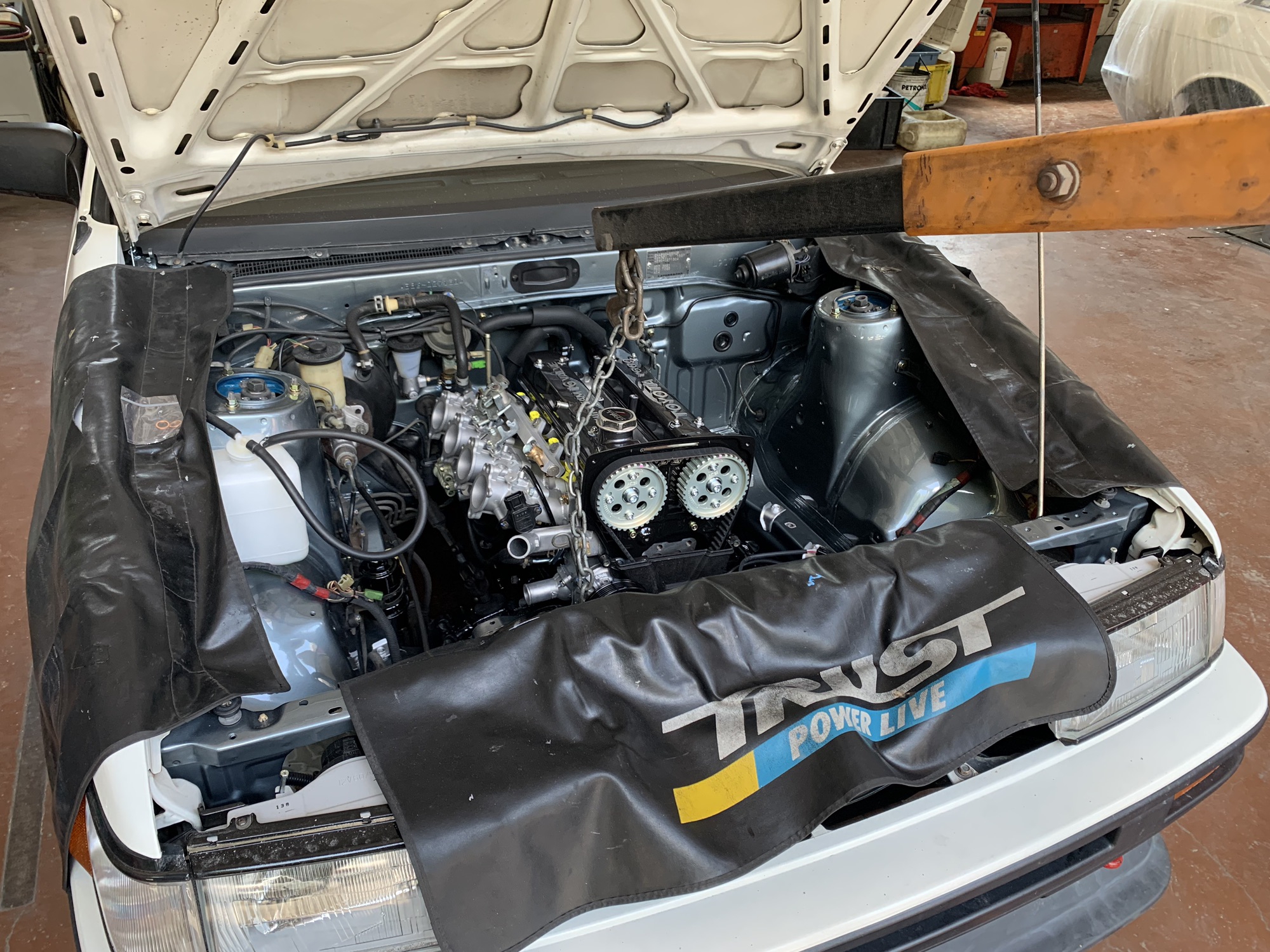 AE86、4AGハイコンプコンプリートエンジン＋4連スロットル、LINK化