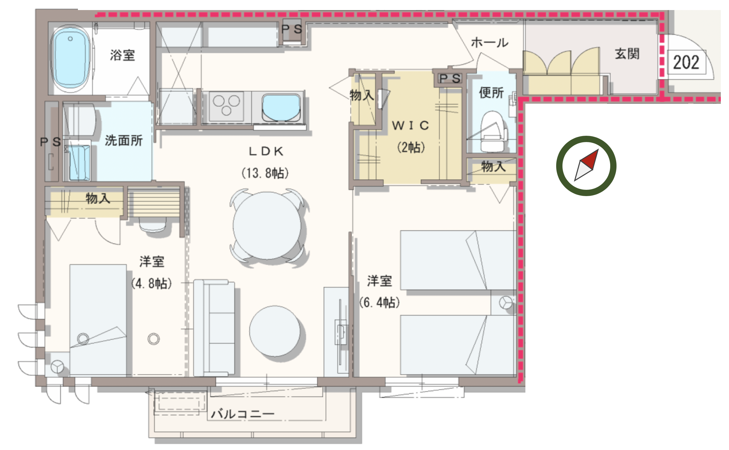 ご成約済み 2号室 2ldk 59平米 公式 Arbre陣屋 新築 2ldk 1ldk 埼玉県上尾市のデザイナー設計の賃貸マンション アパート