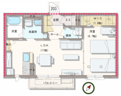 各部屋の間取り 公式 Arbre陣屋 新築 2ldk 1ldk 埼玉県上尾市のデザイナー設計の賃貸マンション アパート