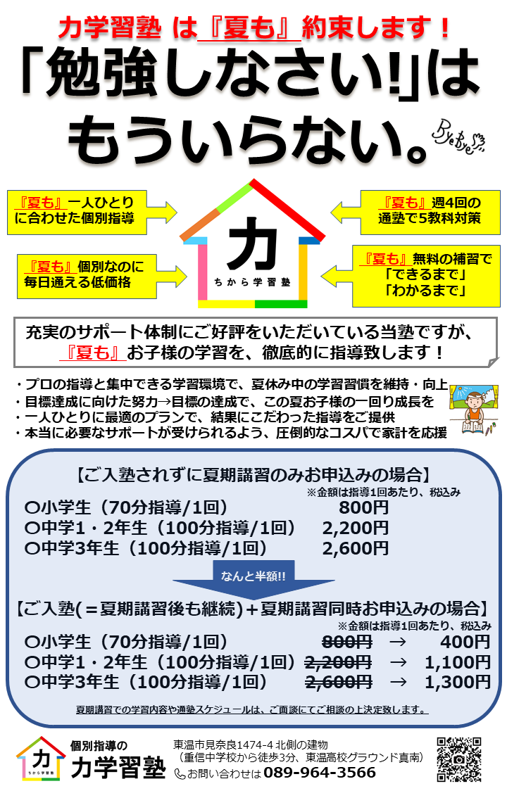 ウィークリーリックの折込チラシ 東温市の個別指導塾 力学習塾