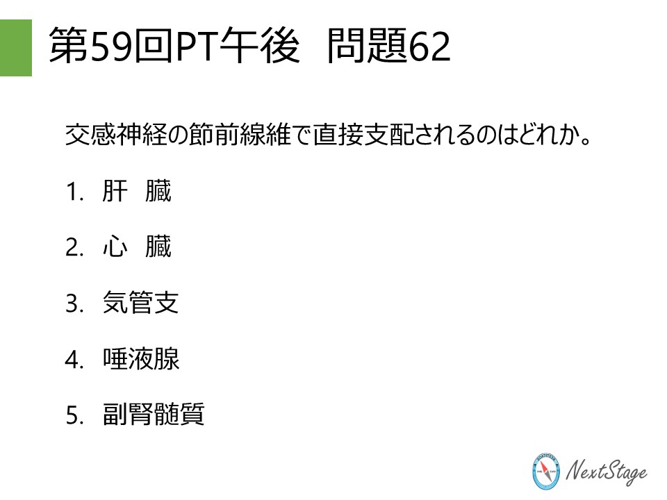 第59回PT国家試験 午後問題62 | 国試塾ネクストステージ