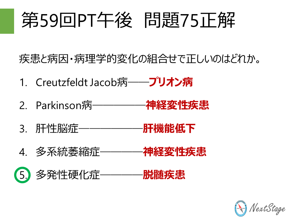第59回PT国家試験 午後問題75 | 国試塾ネクストステージ