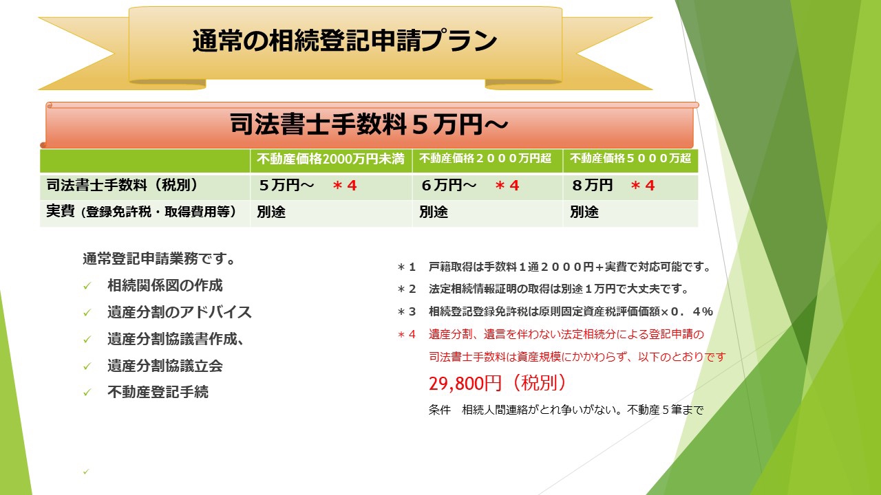 通常の登記申請 司法書士田中康雅の川崎市麻生区稲城市相続手続登記なんでも相続相談