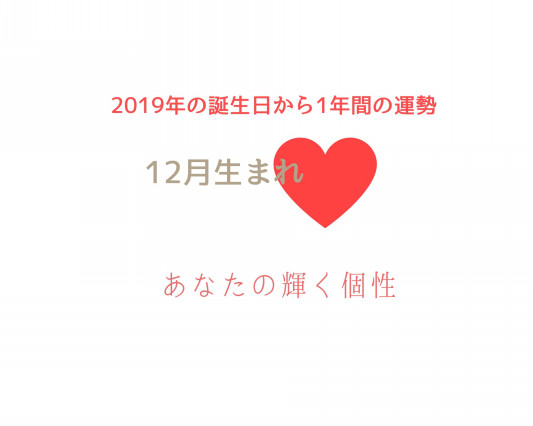 2019年の誕生日から1年間の運勢 12月生まれ ハートリテラシー