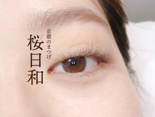 まつ毛パーマ フラットラッシュ トイプードル キャラメル ウォームブラウン 京都のまつげ 桜日和