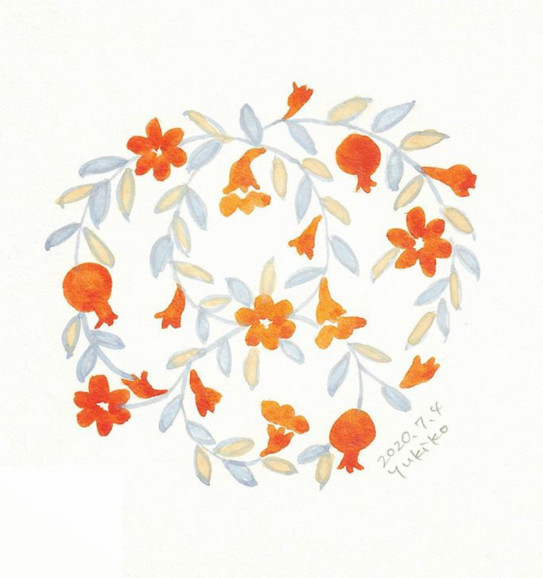 44 ザクロの花図案 Yukiko