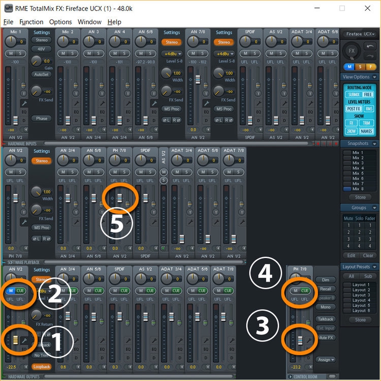 MIDIコントローラーでRME FIREFACE UCXのTotalMix FXをコントロール