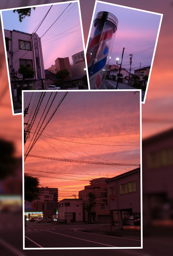 夕焼けで空一面がピンク色でした 富山市理容室ヘアーサロンてらしま 夕焼けで空一面がピンク色でした 富山市理容室ヘアーサロンてらしま