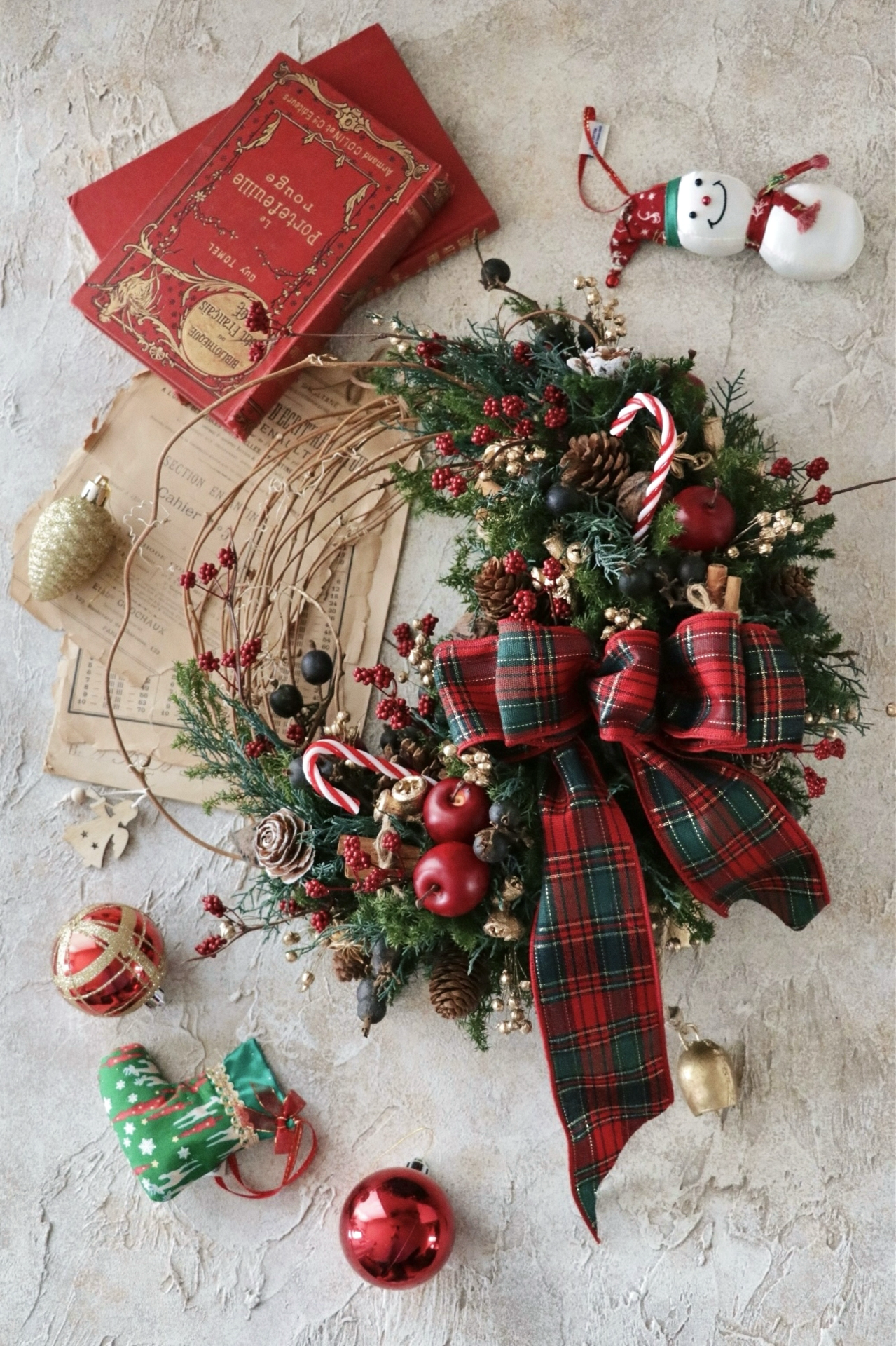 11月の花あそび「Cozy Vintage Christmas −クリスマスのハーフリース