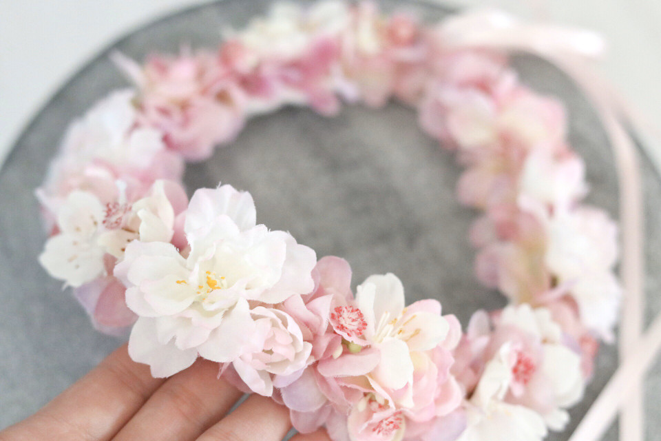 花かんむり 麗し はなかんむり 花冠（ピンク、ブルーもあります  