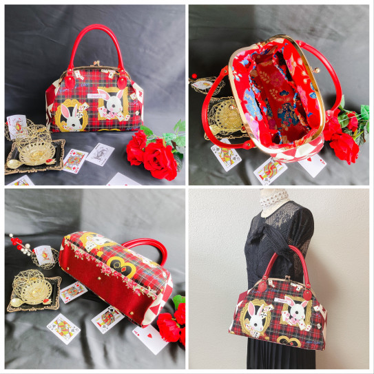 9/26(土)21時〜ゴシックうさぎトランプ柄新作がま口バッグ4点  
