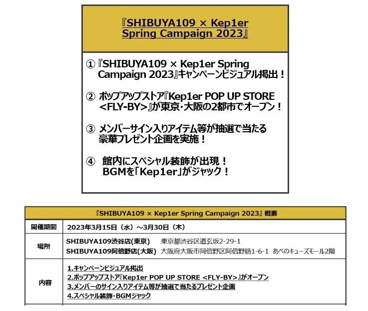 Kep1erとSHIBUYA109がコラボレーション！『SHIBUYA109 × Kep1er Spring