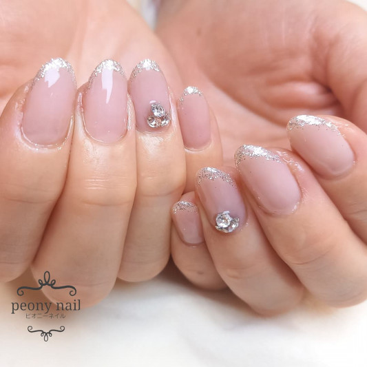 上品ラメフレンチネイル Peony Nail 上品ラメフレンチネイル Peony Nail