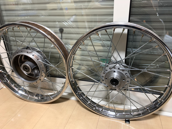 旧CB400F 純正スポークホイール タイヤ付き前後セット ヨンフォア 