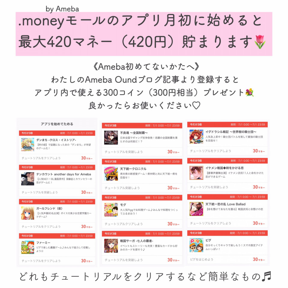 はじめるなら月初め『.moneyモール by Ameba』。 | My favorite