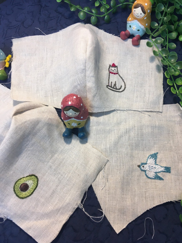 ネコちゃんの刺繍マスクも作成中 雑貨とワークショップ Haru