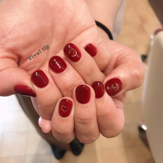 赤ショートネイルハンドandフット 辻堂のネイルサロン Viva Tip ビバティップ